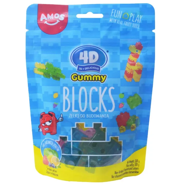 Amos 4D Blocks желирани бонбони за сглобяване, 100 г