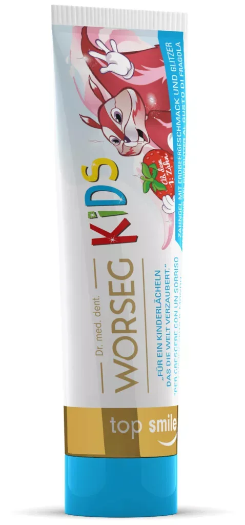 Worseg top smile KIDS детска паста за зъби с ягода, 50 мл