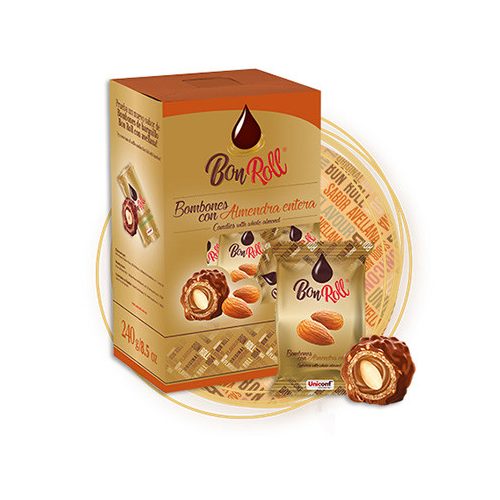 BonRoll bonbon golyó, mandula ízesítéssel, dobozban, 112g