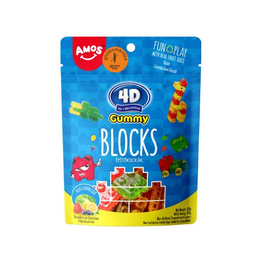 Amos 4D Fun&Play Blocks vegyes gyümölcsízű építhető gumicukor 100g